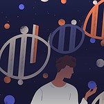 Research scientists analyzing DNA structures in a digital environment.