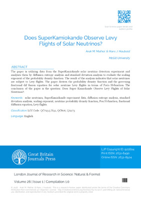 Does Super Kamiokande Observe L´evy Flights of Solar Neutrinos?