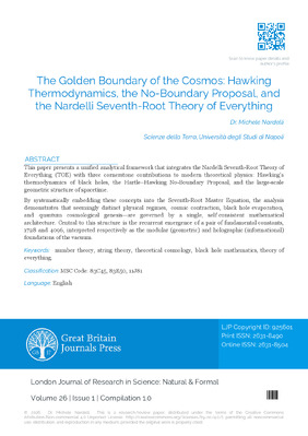 The Golden Boundary of the Cosmos: Hawking Thermodynamics, the No-Boundary Proposal, and the Nardelli Seventh-Root Theory of Everything