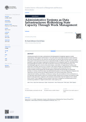 Administrative Systems as Data Infrastructures: Rethinking State Capacity Through Work Management
