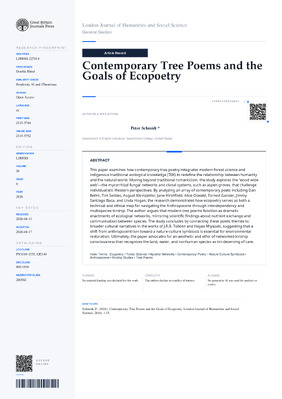 Contemporary Tree Poems and the Goals of Ecopoetry