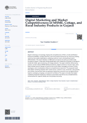 Digital Marketing and Market Competitiveness of MSME, Cottage, and Rural Industry Products in Gujarat
