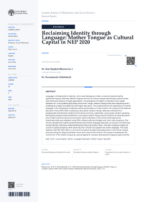 Reclaiming Identity through Language: Mother Tongue as Cultural Capital in NEP 2020