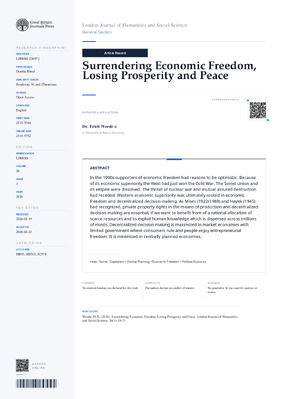 Surrendering Economic Freedom, Losing Prosperity and Peace