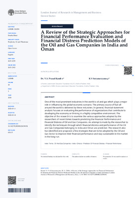 A Review of the Strategic Approaches for Financial Performance Evaluation and Financial Distress Prediction Models of the Oil and Gas Companies in India and Oman