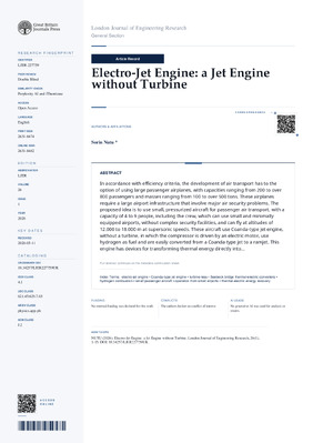 Electro-Jet Engine: a Jet Engine without Turbine