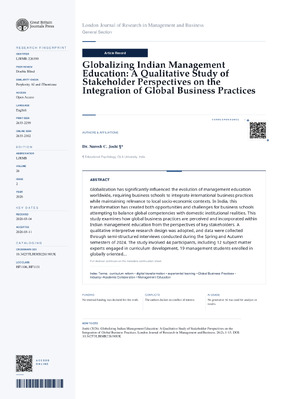 Globalizing Indian Management Education: A Qualitative Study of Stakeholder Perspectives on the Integration of Global Business Practices