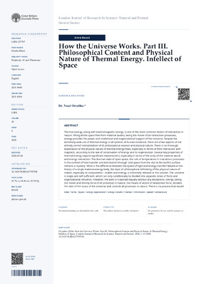 How the Universe Works. Part III. Philosophical Content and Physical Nature of Thermal Energy. Intellect of Space.