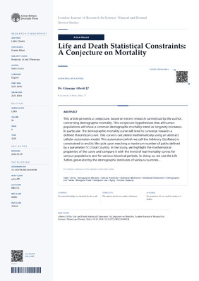 Life and Death Statistical Constraints: A Conjecture on Mortality