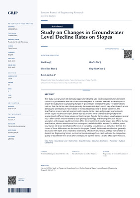 Study on Changes in Groundwater Level Decline Rates on Slopes