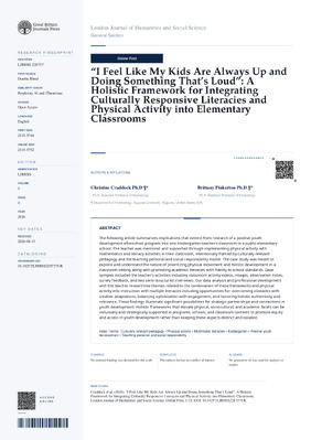 I Feel Like My Kids are Always Up and Doing Something that’s Loud: A Holistic Framework for Integrating Culturally Responsive Literacies and Physical Activity into Elementary Classrooms