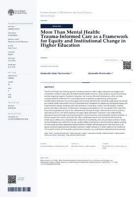 More Than Mental Health: Trauma-Informed Care as a Framework for Equity and Institutional Change in Higher Education