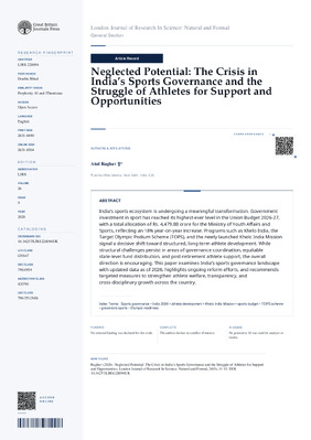 Neglected Potential, Institutional Dynamics and Reform Pathways in Indian Sports Governance