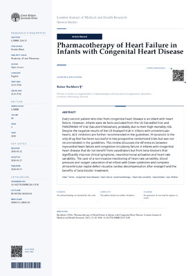 Pharmacotherapy of Heart Failure in Infants with Congenital Heart Disease