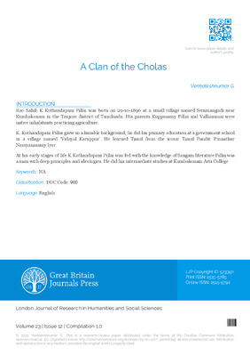 A Clan of the Cholas