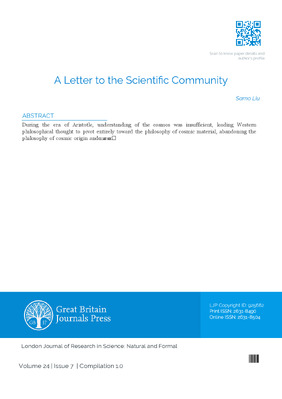 A Letter to the Scientific Community