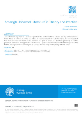 Amazigh Universal Literature :  In Theory and Practice
