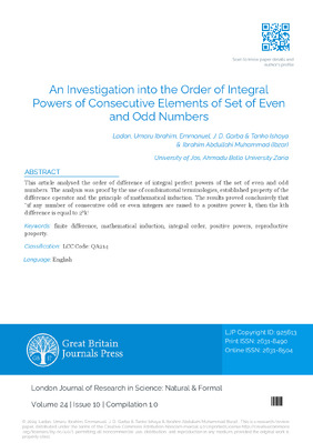 An Investigation into the Order of Integral Powers of Consecutive Elements of Set of Even and odd Numbers