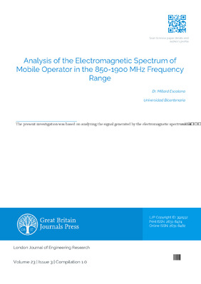 Analysis of the Electromagnetic Spectrum of Mobile Operator in the 850-1900 MHz Frequency Range