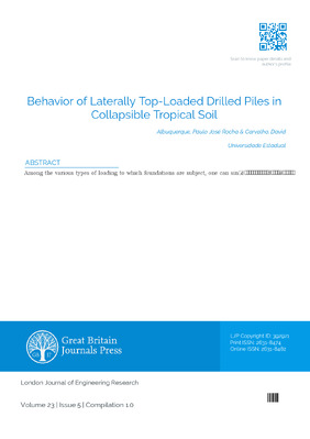 Behavior of Laterally top-Loaded Drilled Piles in Collapsible Tropical Soil