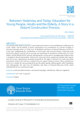Between Yesterday and Today: Education for Young People, Adults and the Elderly, A Story in A Distant Construction Process
