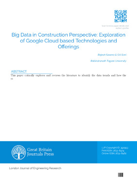 Big Data in Construction Perspective:  Exploration of Google Cloud based Technologies and Offerings