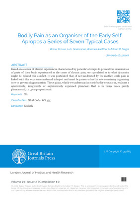 Bodily Pain as an Organiser of the Early Self: Apropos a Series of Seventypical Cases