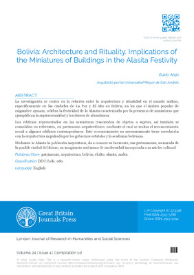 Bolivia: Architecture and Rituality, Implications of the Miniatures of Buildings in the Alasita Festivity