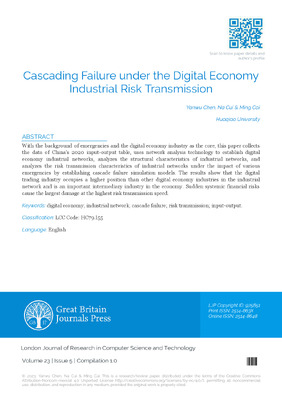 Cascading Failure under the Digital Economy Industrial Risk Transmission