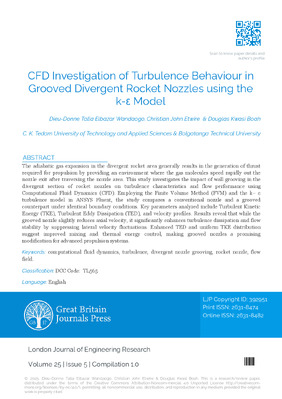 CFD Investigation of Turbulence Behaviour in Grooved Divergent Rocket Nozzles using 2 the k-ε Model