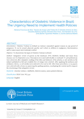 Characteristics of Obstetric Violence in Brazil The Urgency Need to Implement Health Policies