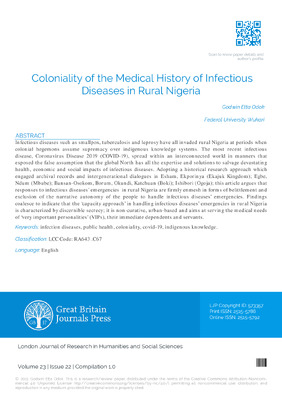 Coloniality of the Medical History of Infectious Diseases in Rural Nigeria