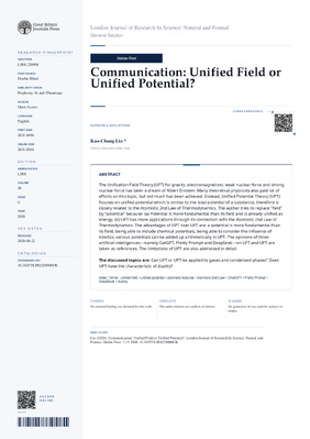 Communication: Unified Field or Unified Potential?