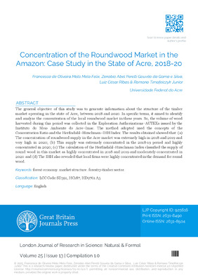 Concentration of the Round Wood Market in the Amazon: Case Study in the State of Acre, 2018-20