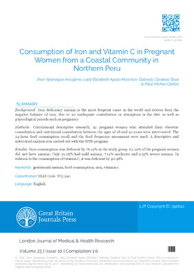 Consumption of Iron and Vitamin C in  from a Coastal Community in Northern Peru