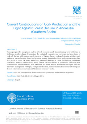 Current Contributions on Cork Production and the Fight against Forest Decline in Andalusia (Southern Spain)