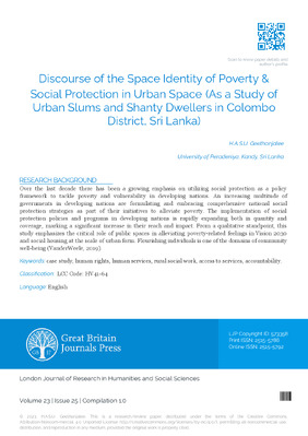 Discourse of the Space Identity of Poverty & Social Protection in Urban Space