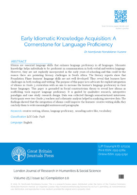 Early Idiomatic Knowledge Acquisition: A Cornerstone for Language Proficiency