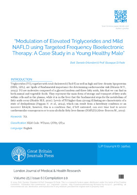 Modulation of Elevated Triglycerides and Mild NAFLD using Targeted Frequency Bioelectronic Therapy: A Case Study in a Young Healthy Male