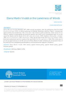 Elena Martín Vivaldi or the loneliness of Words