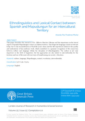 Ethnolinguistics and Lexical Contact between Spanish and Mapudungun for an Intercultural Territory