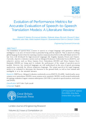 Evolution of Performance Metrics for Accurate Evaluation of Speech-to-Speech Translation Models: A Literature Review