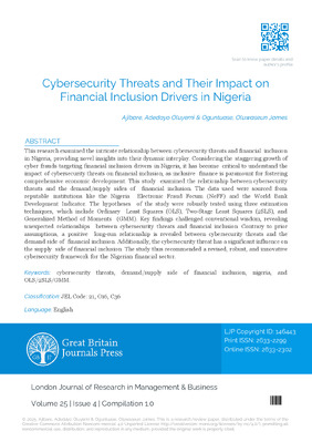 Cybersecurity Threats and their Impact on Financial Inclusion Drivers in Nigeria