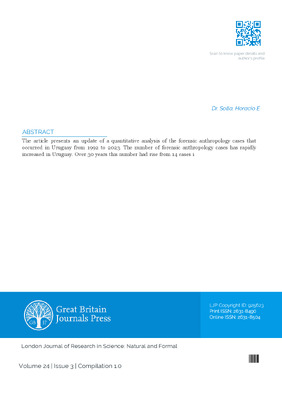 Forensic Anthropology Cases in Uruguay  an Update (1992-2023)
