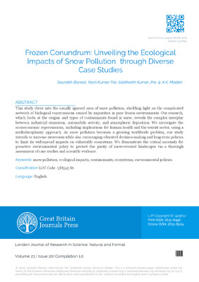 Frozen Conundrum: Unveiling the Ecological Impacts of Snow Pollution Through Diverse Case Studies