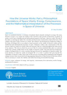 How the Universe works Part 4. Philosophical basis of the of Space and Their Mathematical Interpretation