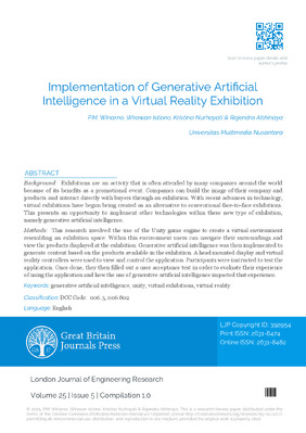Implementation of Generative Artificial Intelligence in a Virtual Reality Exhibition