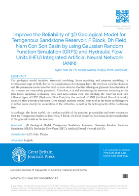 Improve the Reliability of 3d Geological Model for Terrigenous Sandstone Reservoir, F Block, Dh Field, Nam Con Son Basin by Using Gaussian Random Function Simulation (GRFS) and Hydraulic Flow Units (HFU) Integrated Artificial Neural Network (ANN)