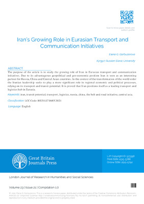 Iran’s Growing Role in Eurasian Transport and Communication