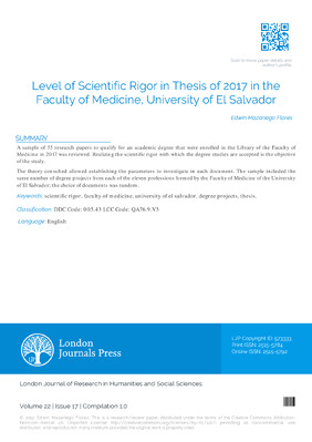 Level of Scientific Rigor in Thesis of 2017 in the Faculty of Medicine, University of El Savador
